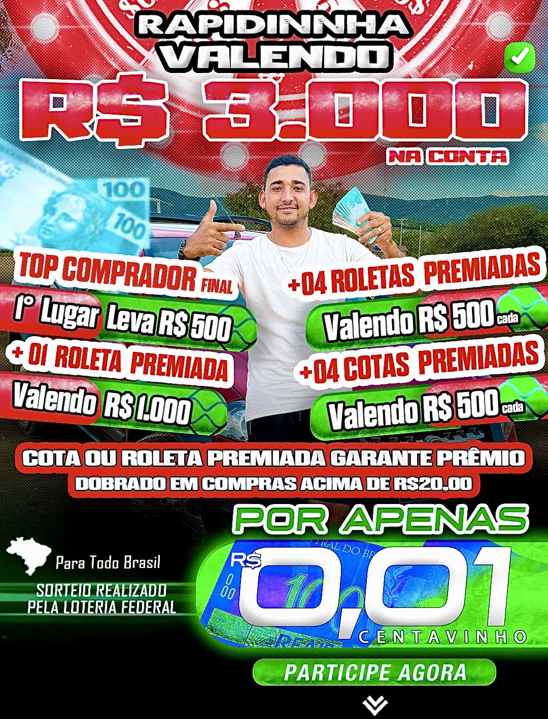 Rapidinha R$3.000 Reais No Seu Pix 🍀🍀